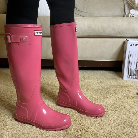 Hunter Original Gloss Rain Boot Size 6 Pink - Picture 7 of 7